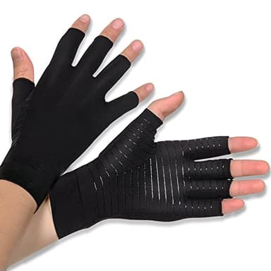 Donfri Gants Arthrose Sans Doigts Rheuma Gants de Compression Cuivre pour Arthrite, Tendinite, Soulagement de la douleur RSI, Syndrome du Canal Carpien (L)
