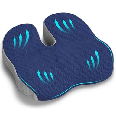 Juspota Coussin Coccyx, Coussin Chaise Bureau, Coussin Ergonomique Assise pour Voiture Gaming, Coussin de Siège pour Soulager la Pression et Les Douleurs des Hanches et de la Sciatique - Bleu Marine