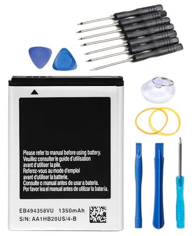 NEWASHAN Batterie EB494358VU Compatible avec Samsung Galaxy Ace GT-S5830 S5839i DuoS S6802 Gio S5660 S5670 B5512 Téléphone Portable Smartphone Li-ION Accu Pile EB464358VU 3,7V 1350mAh avec Kit Outils