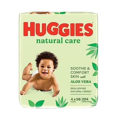 Huggies Natural Care Lot de 12 paquets de 672 lingettes humides à l'aloe vera avec parfum naturel Hypoallergénique sans alcool