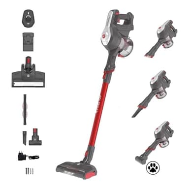 Hoover H-Free 100 HF122GPT, Aspirateur Balai sans Fil, Puissant 22V, Technologie Cyclonique, Autonomie 40 Min ; Brosse Spéciale Poils d'animaux, Grand réservoir 0.9L, Lumières LED, 2 Vitesses
