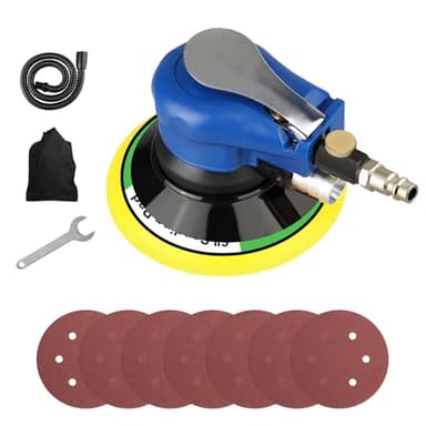 Uten Ponceuse Orbitale Pneumatique à Double Action de Disque Ø 152 mm 6“ avec Régulation de la Vitesse avec 7 pièces de Papier Abrasif