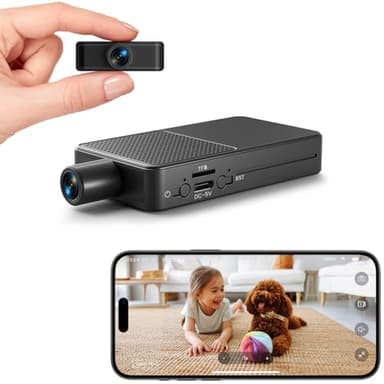 Mini Camera Espion sans Fil, WiFi Camera Surveillance 10h Enregistrement Continu, Stockage Cloud Gratuit, Batterie 3000Mah, Détection Mouvement & Vision Nocturne, Intérieur/Extérieur