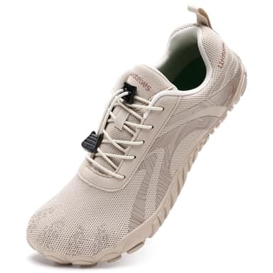 WateLves Chaussures pieds nus pour femme - Chaussures de trail minimalistes - Légères et respirantes - Chaussures de marche - Chaussures de fitness, A beige., 39 EU