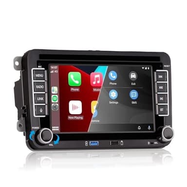 HLLECARMO Autoradio pour VW Golf 5/6, Carplay Polo 5 écran Tactile IPS de 7 Pouces Compatible avec Jetta Passat Touran, avec Bluetooth/AM/FM/SWC/USB/DSP/RDS/Mirror Link/Canbus