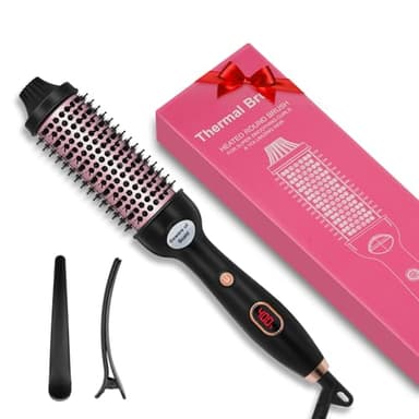 Vemfay Thermal Brush, 38 mm 3 en 1 Brosse Chauffante, Tourmaline Céramique Ionic Brosse Thermique Utilisée Comme Peigne, Fer à Lisser, Fer à Friser, Cadeaux pour les Femmes