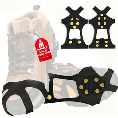 10 Crampons pour Chaussures Antidérapants, Robuste Crampons à Neige, Glace Traction Crampons Neige Grips, Anti-Slip Crampons pour Hiver la Marche, la pêche et l'alpinisme(M)