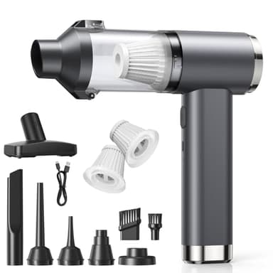 GARAID Aspirateur Voiture Puissant 4-en-1, 25000Pa Aspirateur à Main Sans Fil avec Moteur Brushless, 2 Vitesses, 6000mAh, 150000 RPM Souffleur Air Comprimé Pour Bureau, Voiture, Maison, Cuisine, Poils