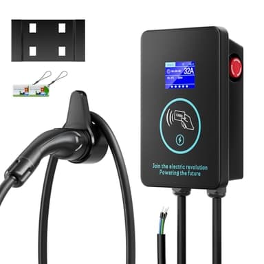 Evjuicion Wallbox 8A/10A/13A/16A/32A, 7,4kW, 0-8H Borne de Recharge Vehicule Electrique Monophasé avec Câble de Recharge Type 2 5M, Domestique Station de Chargeur Voiture Electrique pour BEV/PHEV