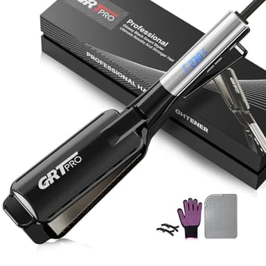 Lisseur Cheveux Professionnel Lisseur Plaque Large Extra Wide 55mm, Lisseur Boucleur Plaque Cheveux 2 en 1, Anti-Frisottis 40M Ions&PTC 19 Niveaux (50-230°C) Pour Cheveux Épais, Longs et Rebelles