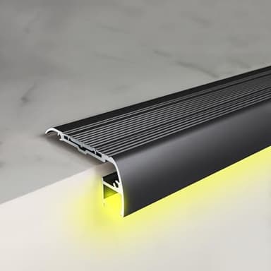 Nez de Marche Bande De Protection De Bordure D'escalier En Forme De L Avec Canal LED Lumineux, Garniture De Bord De Nez De Marche En Aluminium Pour Marches En Bois Et Béton, Bandes De Roulement En Vin