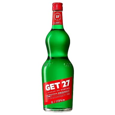 GET 27 Liqueur de Menthe Poivrée, 17,9 % Vol, 100cL / 1L, Cocktail Digestif Liqueur de Menthe Fraîche