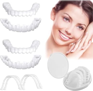 Facette Dentaire Cosmétique, 2 Paires Placages Fausses Dents Haut et Bas Temporaires pour Blanchiment Des Couvrir Les Dents Imparfaites