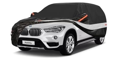 Holthly Bâche Voiture SUV Extérieur à 10 Couches, Housse Protection Voiture 100% Étanche Anti UV Soleil, Bâche pour 4x4 Renault Duster Kadjar Austral, Peugeot 3008,Audi Q3, BMW X1 etc. C10 Noir
