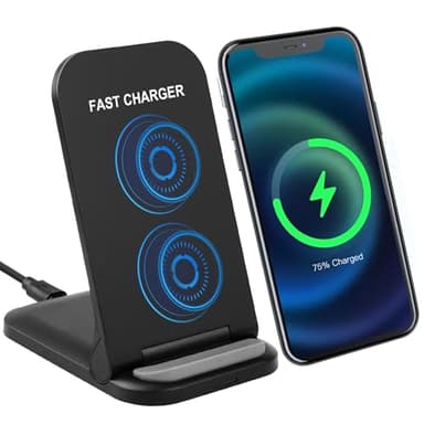 Chargeur sans Fil Rapide 15W Pliable Portable–Station de Charge Rapide à Double Bobine pour iPhone 17/16/15/14/13 Pro Max, Compatible avec Samsung S25 S24, Google Pixel, Support de Recharge Wireless