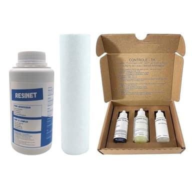Kit Entretien Adoucisseur D'eau - Test Th Avec Nettoyant Résine Et Cartouche Microfibre 9"3/4