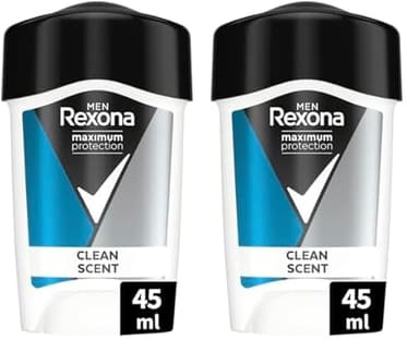Rexona Men Stick Anti-Transpirant Homme Maximum Protection Clean Scent Dry, Efficacité 96h, 3x Plus Efficace, Parfum Frais, 45ml (Lot de 2)