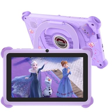 Tablette Enfants 7 Pouces Andriod Quad Core - 2 Go RAM 32 Go ROM 128 Go Extension - Contrôle Parental, Éducative et Divertissante Avec Étui Antichoc, WiFi, Youtube, Google Play