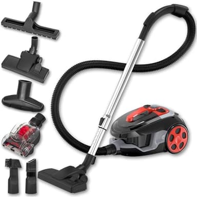 Lehmann Aspirateur cyclonique sans Sac Typhoon 4000 Watt | avec Jeu d'accessoires | Aspirateur Puissant avec Jeu de Buses | Filtre HEPA, Brosse Turbo, Réservoir à poussière 2,5 L