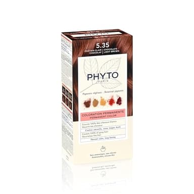Phyto Paris - Coloration Cheveux Permanente 5.35 Châtain Clair Chocolat - Couleur Châtain Chocolat Naturelle et Lumineuse - Sans Ammoniaque Enrichie en Pigments Végétaux - Kit Complet à Usage Unique