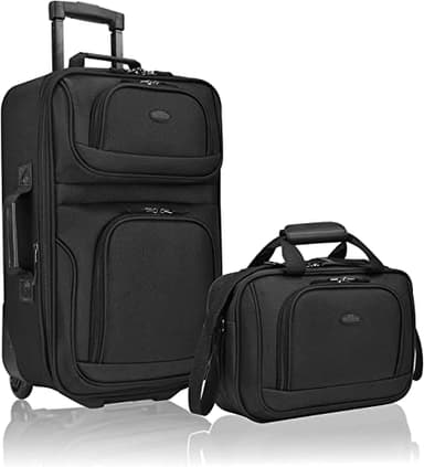 U.S. Traveler Ensemble de Bagages à Main Extensibles en Tissu Robuste Rio, Noir, 2 Wheel, Rio Valise de Cabine légère 50,8 cm Souple et Extensible, Durable, pour Affaires et Voyages