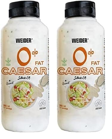 Weider Gourmet 0% Fat Caesar Sauce (265 ml). Sauce César 0% Matières Grasses, 0% Sucre. Faible en Calories. Nouvelle Recette Gourmet. Vegan. (Lot de 2)