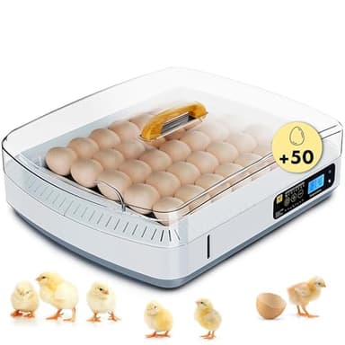 CHIKERS - Couveuse Oeuf Automatique pour Poules | XL +50 Œufs | Incubateur Professionnel de Poussins et volailles | Egg Incubator avec contrôle de la température, hygromètre et Rotation Automatique