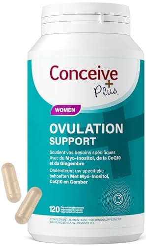 Conceive Plus Femme Support À L'ovulation - Améliore La Santé Ovarienne & Équilibre hormonal - Fertilité Avec Myo-inositol, Acide Folique, Coq10 & Ginger - Complément Pour Le Sopk - 120 Capsules