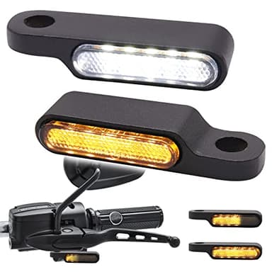 JMTBNO Moto LED Clignotants Guidon Indicateurs Mini Diurne Signal Lumière DRL Feux Jour Feux Circulation Aluminium Ambre Blanc Homologué Universel 12V M8 pour Cruiser Chopper Scooter Quad