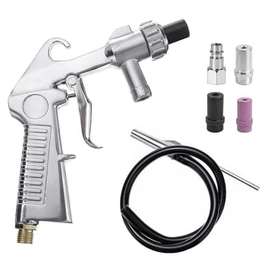 Aerogommeuse Sableuse, Buses en Céramique, Buses en Fer, Sableuse Pneumatique, Alliage D'aluminium, Sableuse Aerogommage, Pistolet de Sablage à Air Comprimé avec Tuyau en Caoutchouc (1 m)