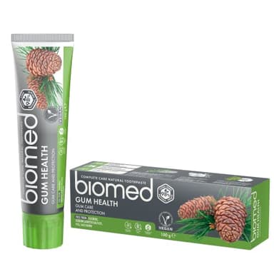 BIOMED Dentifrice Gum Health pour des gencives saines - dentifrice blanchissant sans fluorure et 98% naturel - saveur menthe légère - paquet de 100g