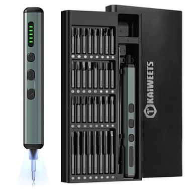 KAIWEETS 70 en 1 Tournevis Électrique Kit, Tournevis de Precision avec 64 Embouts Magnétiques S2 200 RPM pour la Réparation de Téléphones, Ordinateurs Portables, Montres, Appareils Photo