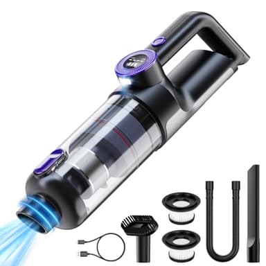 ponoseu Brushless Aspirateur Voiture sans Fil Puissant 18000PA, Aspirateur a Main sans Fil Professionnel pour Voiture/Maison/Bureau/Animal Domestique, 3 * 2000mAh Batterie