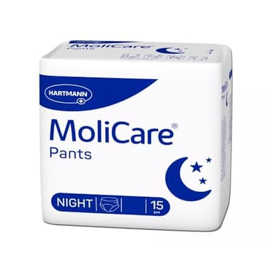 MoliCare® Pants Night Lot de 15 culottes d'incontinence pour fuites urinaires moyennes la nuit, pour hommes et femmes, fiables et discrètes, taille L (tour de hanche de 100 à 150 cm)