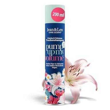 Jean & Len Shampooing Sec Fraîcheur & Volume Pas De Racine Grasse Pas De Résidus Blancs Parfum Floral Frais De Lys Pour Cheveux Fins Sans Volume, Sans Paraben & Silicones, Végétalien 200ml