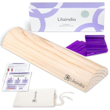 Lilaindia - Tronc Proprioception Sol Pelvien - Tronc Proprioceptif avec Housse et Bande Élastique - Tronc Bois Sol Pelvien - Tronc Méthode 5P - Tronc Eutonia - Livré avec Manuel d'exercices