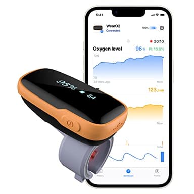 Wellue Oxymètre de Doigt Bluetooth Rechargeable, Saturometre Oxymètre, Oxymètre de Pouls Professionnel Avec Alarme de Vibration et Application Bluetooth, Rechargeable