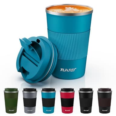 Tlater Mug Isotherme, 380ml - Acier Inoxydable à Double Paroi - Tasse Thermos pour les Boissons Chaudes et Froides