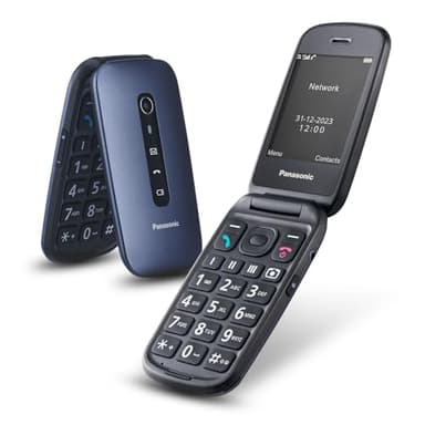 Panasonic KX-TU550EXC Flip Phone, 4G, 1.2MP Camera, Senior Phone with Large 2.8" Screen, 300 Hours Standby Time, Blue