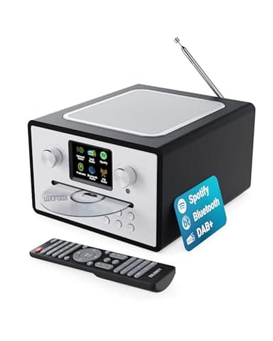 Radio Dab Plus avec Lecteur CD | Bluetooth Poste Radio Internet WiFi | Ampli Tuner CD avec Spotify Connect & Podcast | Écran LED Couleur et Télécommande | Majority Homerton Noir