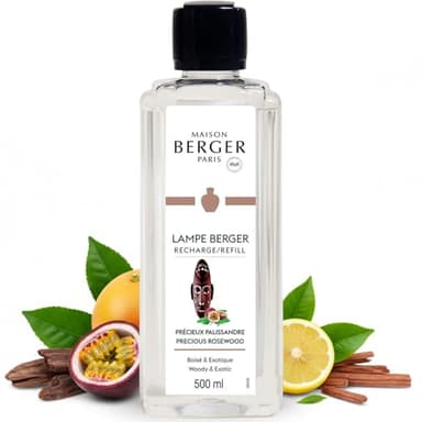 MAISON BERGER – Recharge Lampe Berger Précieux Palissandre 500 ML – Feuilles de Thé, Muguet, Epices – Parfum boisé, Frais, fruité – Anti-odeurs – Fabriqué en France