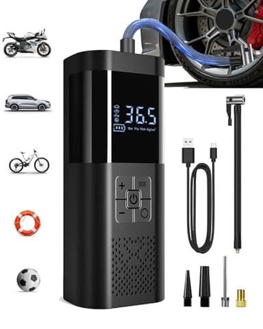 SERVOMASTER Compresseur à Air Portatif, Gonfleur Pneus Voiture sans Fil avec Jauge, Inflation Rapide, Arrêt Automatique, pour Voiture, Vélos et Motos, Pompe à vélo électrique 150 psi