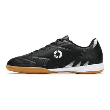 LEOCI Chaussures de football d'intérieur pour homme - Chaussures de futsal en caoutchouc pour athlétisme - Semelle extérieure plate - Baskets d'entraînement de gym, Noir , 42 1/3 EU