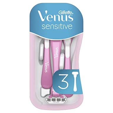 Gillette Venus Sensitive Skin Elixir Pour Femmes, Lot De 3 Rasoirs Jetables Pour Un Rasage Manuel En Douceur, Avec Une Tête Pivotante Arrondie Et Une Bande Lubrifiante Pour Protéger La Peau Sensible