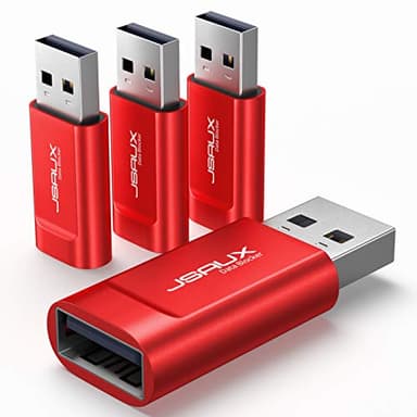 JSAUX Bloqueurs de Données USB [Lot de 4] Preservatif USB pour Le Chargement Uniquement, Protège Contre Les Pirates Informatiques et Les Virus, Protéger la Vie Privée et la Sécurité des Données-Rouge