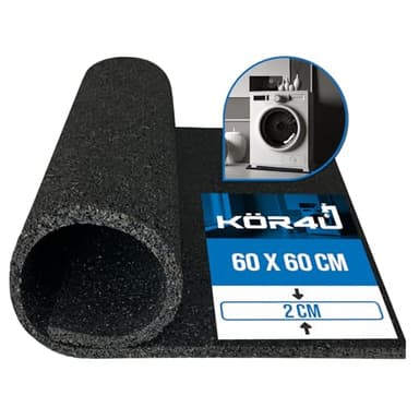 kör4u Tapis anti-vibrations 60 x 60 x 2 cm – Découpable, isolation acoustique et absorption des vibrations pour machine à laver, sèche-linge, appareils de fitness, imprimante 3D