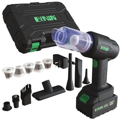 BUNIK Aspirateur Puissant 21000Pa pour Voiture - Aspirateur sans Fil avec autonomie 37 Min, Compact et performant, Accessoires Inclus pour Voiture et Maison