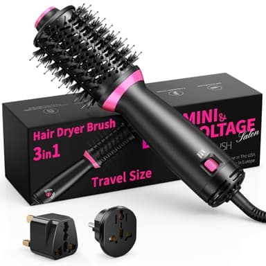 BKXCHA 3en1 Brosse soufflante, Double Tension One-Step Ionique Brosse Chauffante Brushing, Brosse Cheveux Electrique avec 2 Vitesses 2 Adaptateurs,Brosse Coiffante Chauffante pour Sécher Lisser Volume