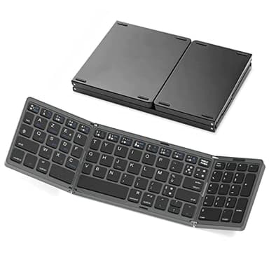 MOSHOU Clavier sans Fil Pliable avec pavé numérique,AZERTY, Batterie Rechargeable, pour Ordinateur Portable, PC/Tablette/ipad/Smart TV, système Windows, iOS, Mac OS