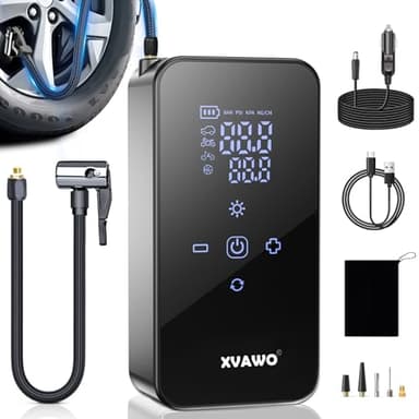 XVAWO Gonfleur Pneus Voiture Electrique: Pompe a Velo 150PSI - Compresseur à air Portatif avec Arrêt Automatique pour Voiture Moto Vélo et Ballons